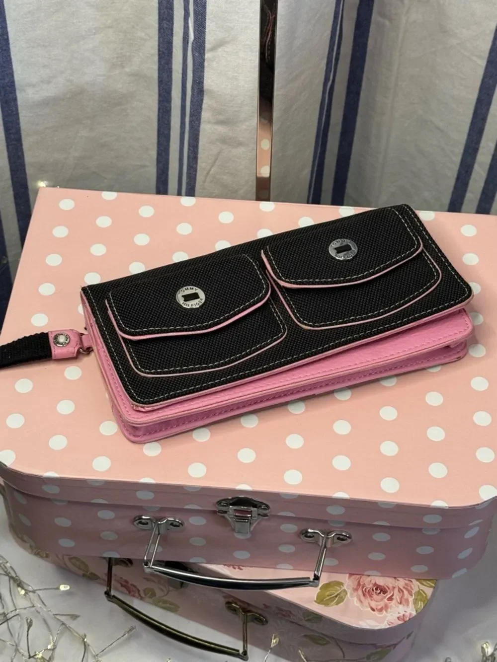 Tommy Hilfiger Black and Pink Women’s Wristlet Wallet